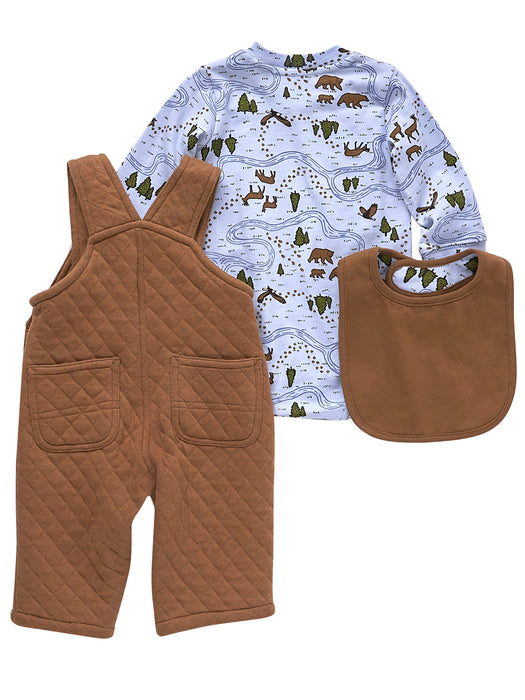 Carhartt Long Sleeve Bodysuit, Quilted Fleece Overall and Food Bib Set