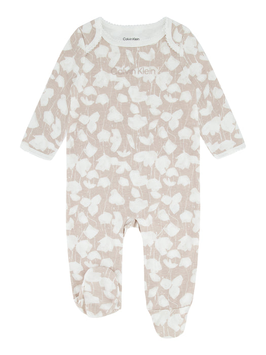 Calvin Klein Beige Floral Footed Coverall