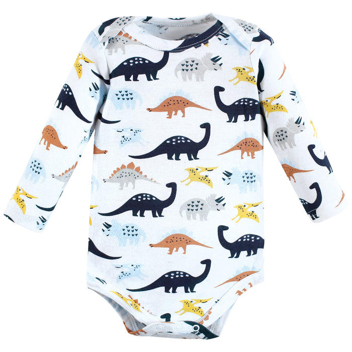 Hudson Baby Infant Boy Cotton Long-Sleeve Bodysuits, Hugasaurus 5-Pack