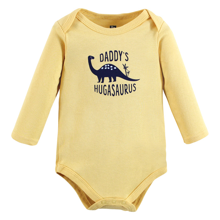 Hudson Baby Infant Boy Cotton Long-Sleeve Bodysuits, Hugasaurus 5-Pack