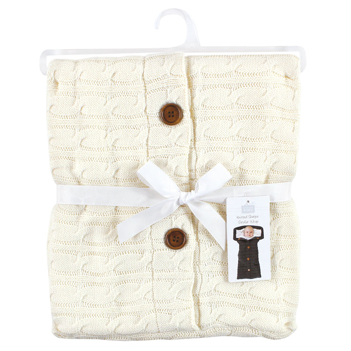 Hudson Baby Faux Shearling Knitted Baby Lounge Stroller Wrap Sack, Cream