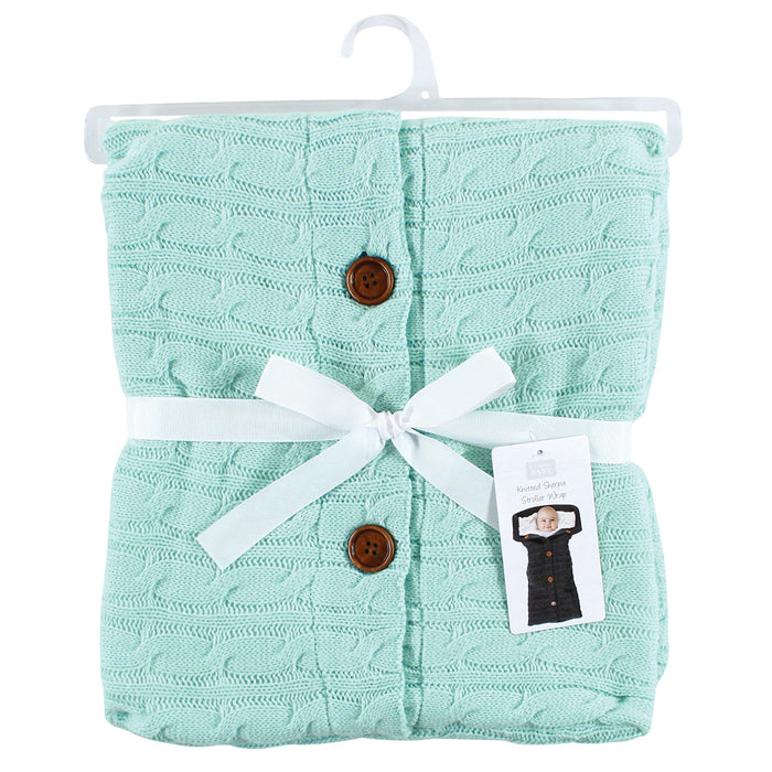 Hudson Baby Faux Shearling Knitted Baby Lounge Stroller Wrap Sack, Mint
