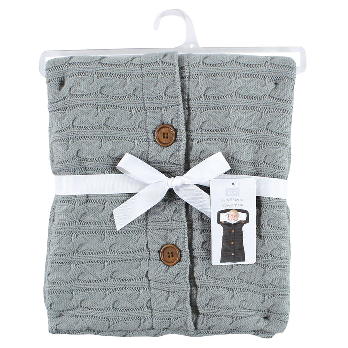 Hudson Baby Faux Shearling Knitted Baby Lounge Stroller Wrap Sack, Gray