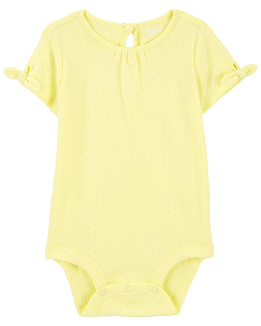 Oshkosh Baby Pointelle Bodysuit with Bow Sleeve in Yellow