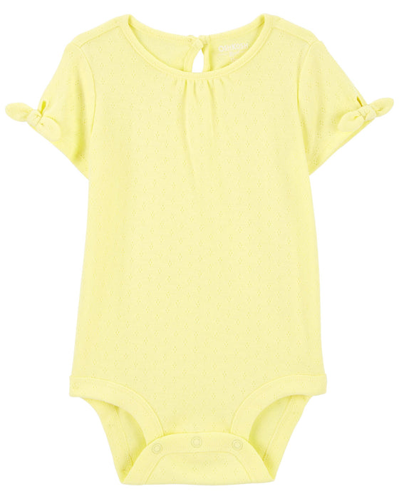 Oshkosh Baby Pointelle Bodysuit with Bow Sleeve in Yellow