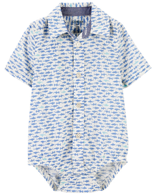 Oshkosh Baby Shark Print Button-Front Bodysuit