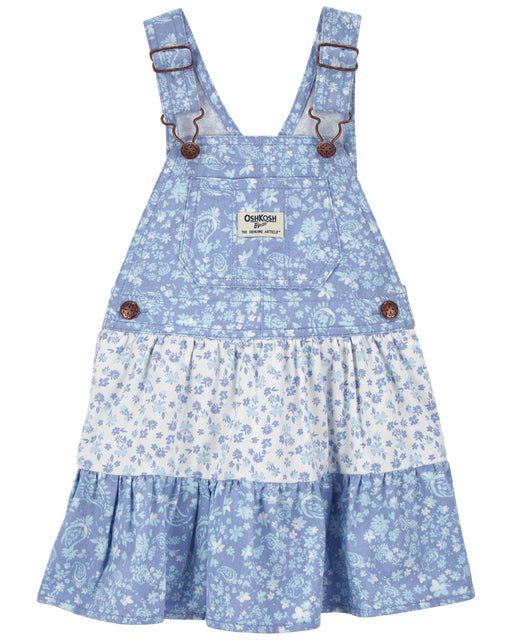 Oshkosh Baby Blue Floral Print Tiered Jumper Dress