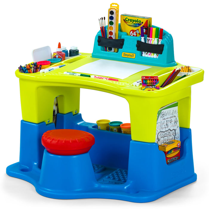 Simplay3 Creative Kids Art Desk Table and Chair Set
