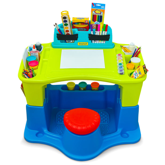 Simplay3 Creative Kids Art Desk Table and Chair Set