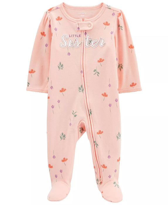 Carter's Baby Girls Little Sister Zip Up Cotton Sleep and Play
