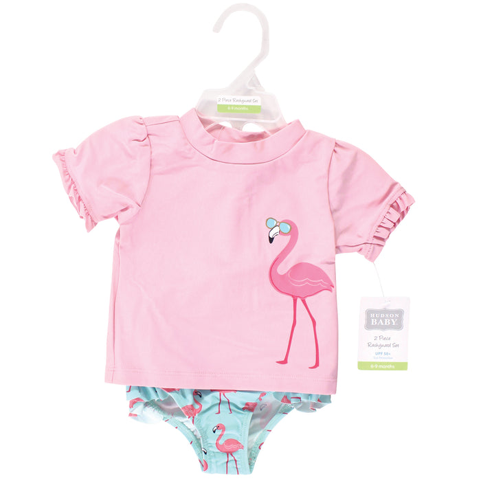 Hudson Baby Swim Rashguard Set, Flamingo