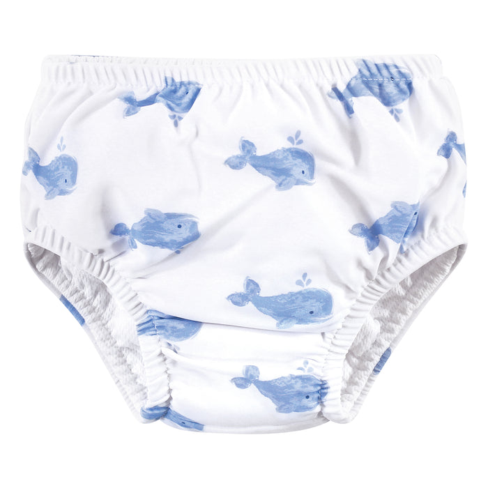 Hudson Baby Infant and Toddler Boy 2-Pack Swim Diapers, Blue Whale Navy Anchor