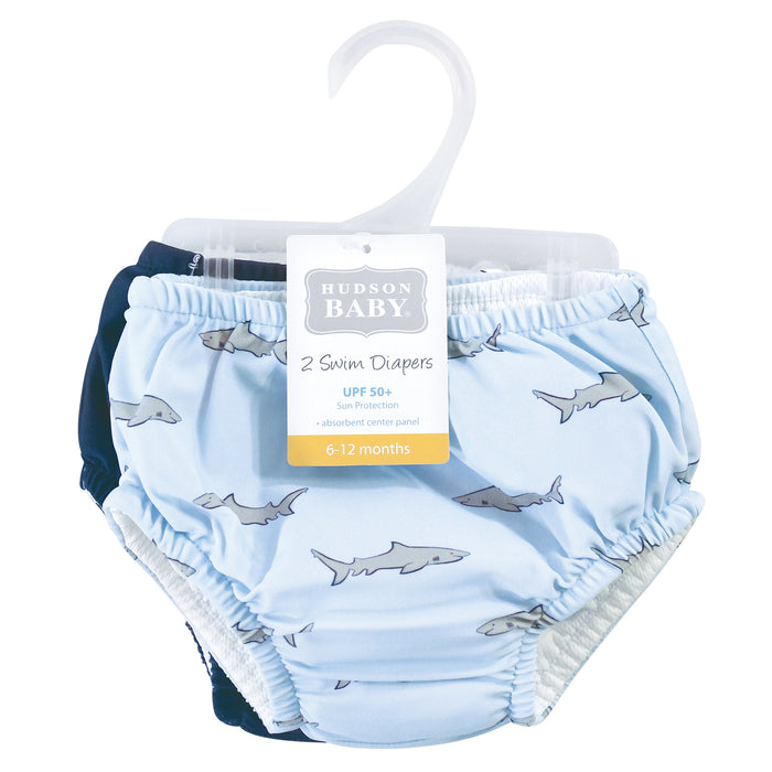 Hudson Baby Infant and Toddler Gender Neutral Swim Diapers, Blue Gray Shark