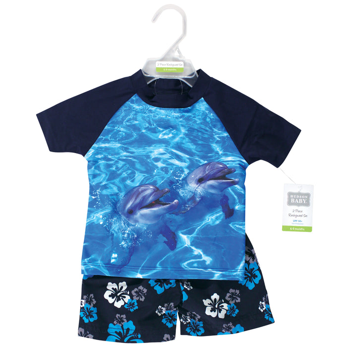 Hudson Baby Swim Rashguard Set, Boy Dolphin