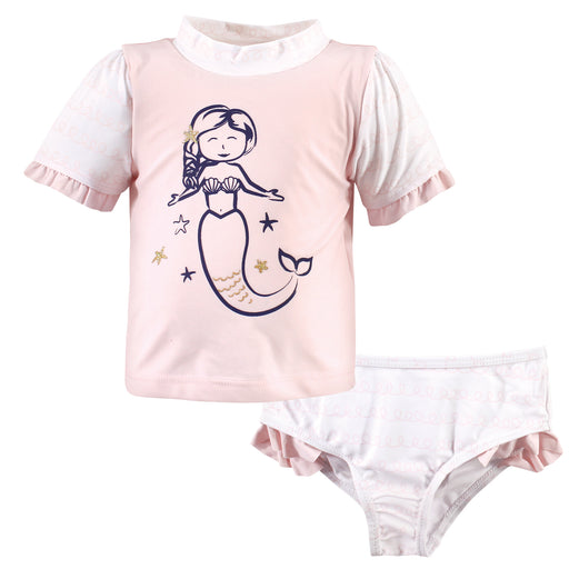 Hudson Baby Swim Rashguard Set, Pink Mermaid