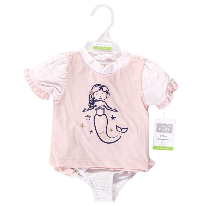 Hudson Baby Swim Rashguard Set, Pink Mermaid