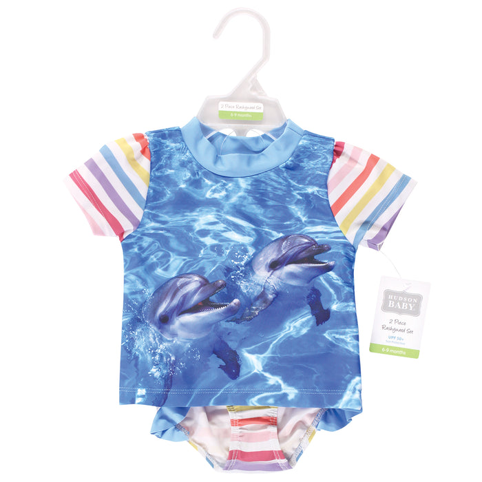 Hudson Baby Swim Rashguard Set, Girl Dolphin