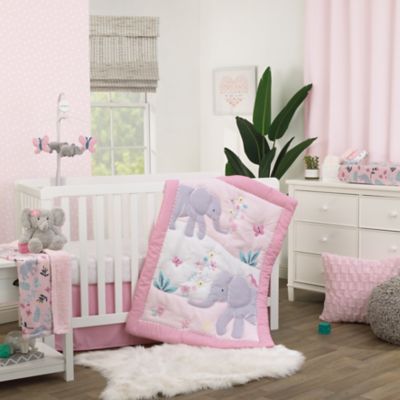 Carter's Floral Elephant 3 Piece Nursery Crib Bedding Set
