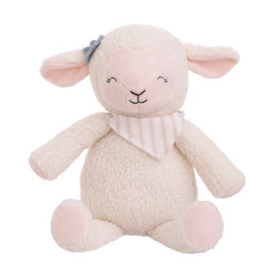 NoJo Farmhouse Chic Pink and White Super Soft Plush Stuffed Animal Lamb with Bandana