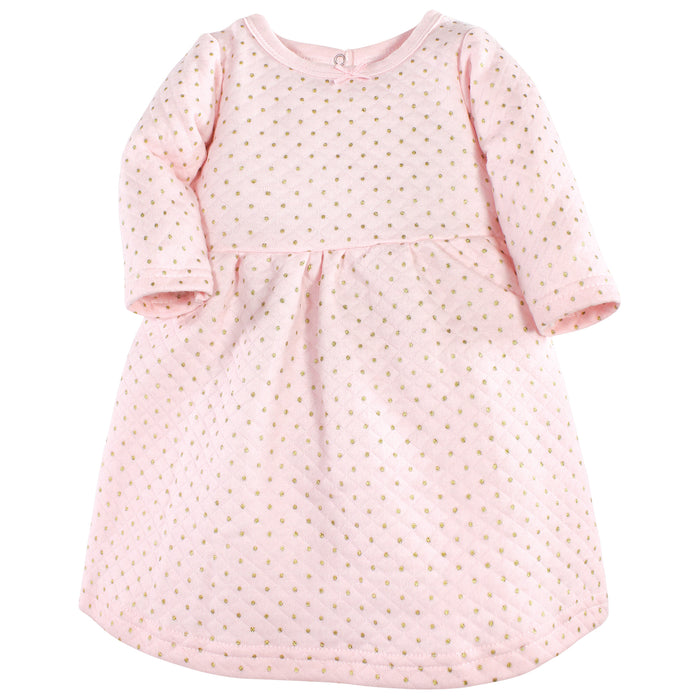 Hudson Baby Infant and Toddler Girl Cotton Dresses, Metallic Navy Pink