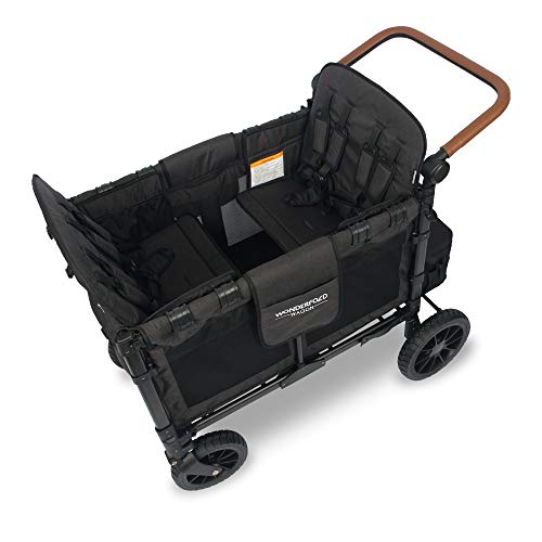Wonderfold W4 LUXE Quad Stroller Wagon in Black