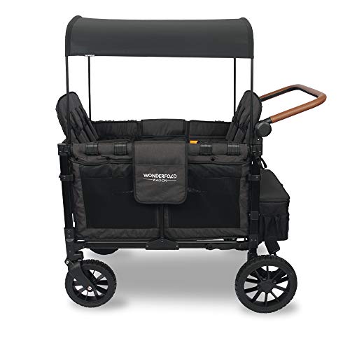 Wonderfold W4 LUXE Quad Stroller Wagon in Black