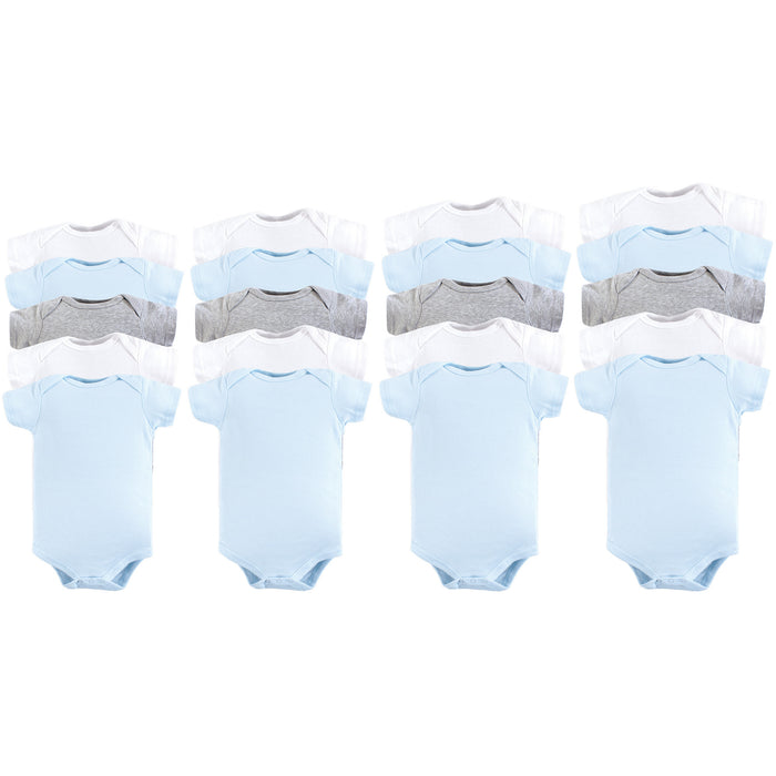 Luvable Friends Baby Boy Cotton Bodysuits 20-pack, Blue Gray, 0-12 Months