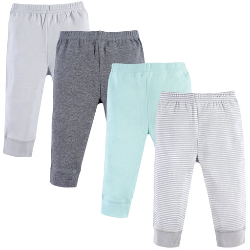 Luvable Friends Baby and Toddler Cotton Pants 4-Pack, Light Gray Stripe