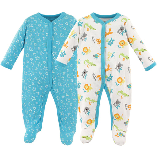 Luvable Friends Baby Cotton Snap Sleep and Play 2 Pack, Abc
