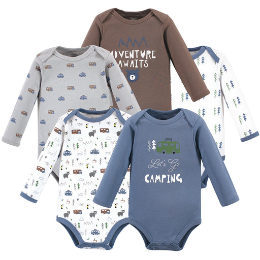 Luvable Friends Baby Boy Cotton Long-Sleeve Bodysuits 5-Pack, Camping