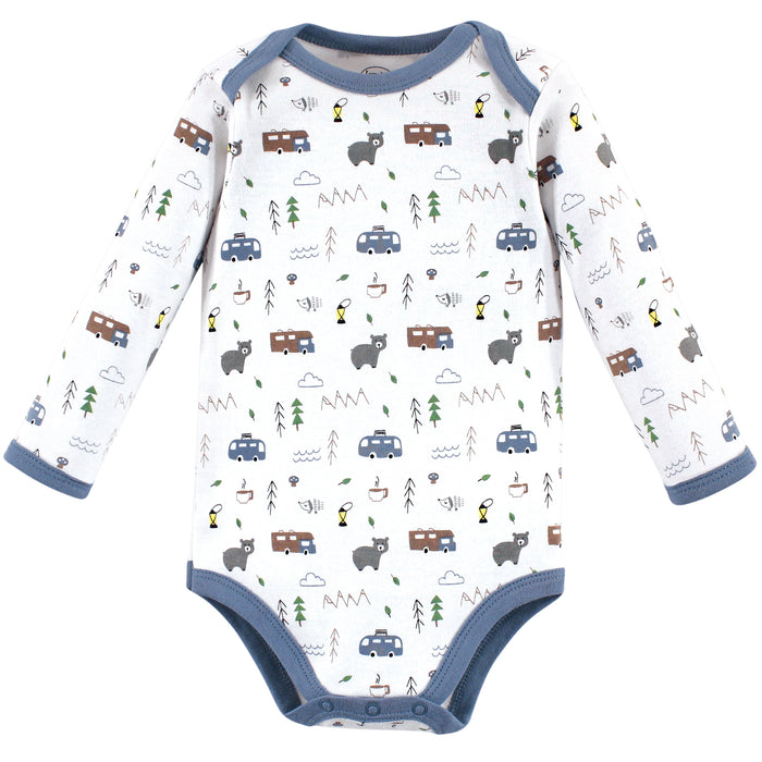 Luvable Friends Baby Boy Cotton Long-Sleeve Bodysuits 5-Pack, Camping