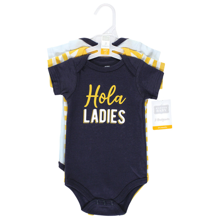 Hudson Baby Infant Boy Cotton Bodysuits, Hola Ladies 3-Pack