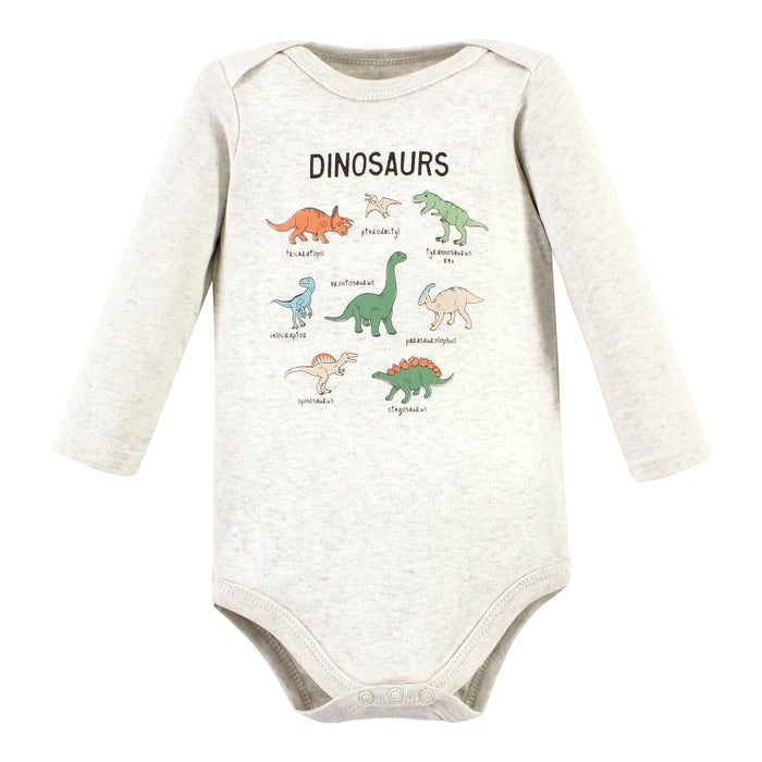 Hudson Baby 3-Pack Cotton Long-Sleeve Bodysuits, Dinosaur Adventures