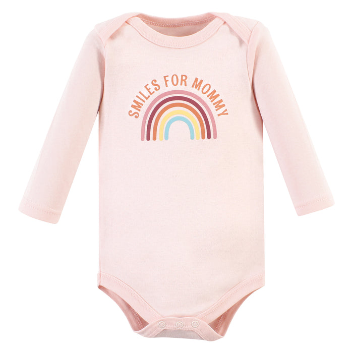 Hudson Baby Cotton Long-Sleeve Bodysuits, Sunshine Rainbows 3 Pack