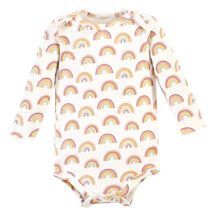 Hudson Baby Cotton Long-Sleeve Bodysuits, Sunshine Rainbows 3 Pack