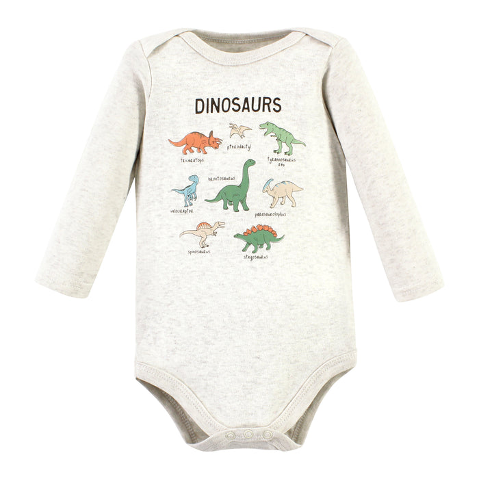Hudson Baby Cotton Long-Sleeve Bodysuits, Dinosaur Adventures 5-Pack