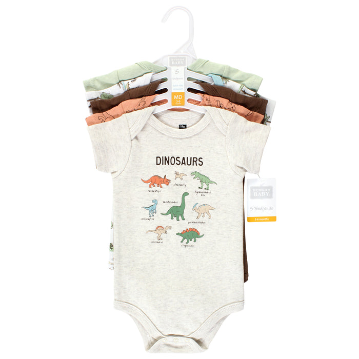 Hudson Baby Cotton Bodysuits, Dinosaur Adventures 5-Pack