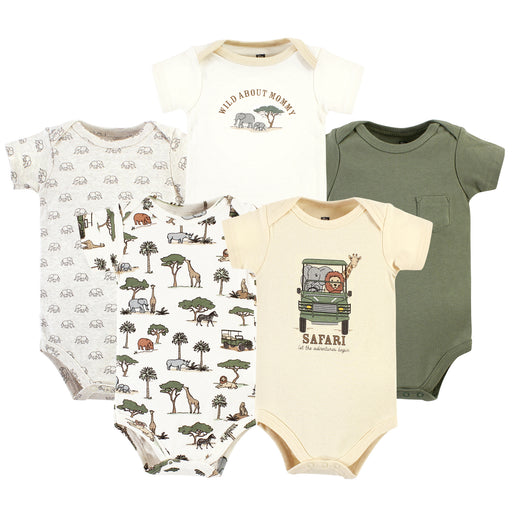 Hudson Baby 5-Pack Cotton Bodysuits, Going On Safari