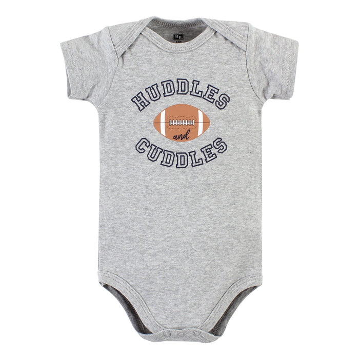 Hudson Baby Infant Boy Cotton Bodysuits, Football Huddles 5-Pack