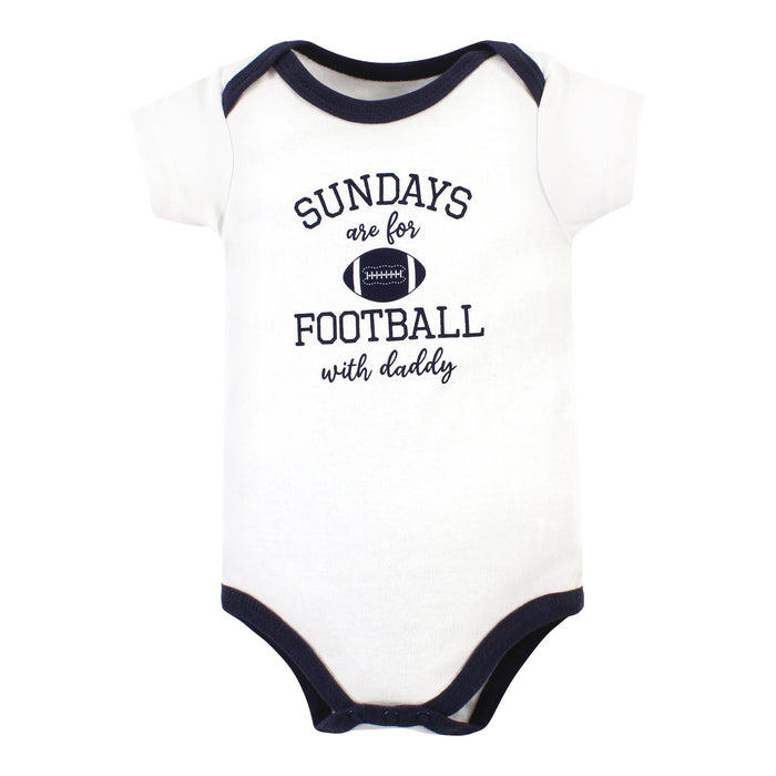 Hudson Baby Infant Boy Cotton Bodysuits, Football Huddles 5-Pack