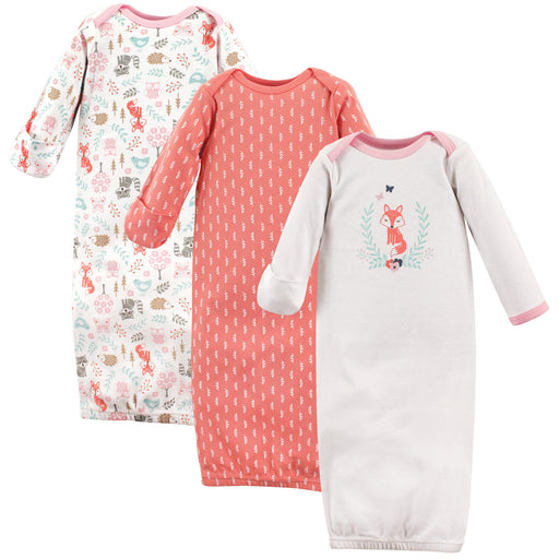 Hudson Baby Infant Girl Cotton Gowns, Woodland Fox