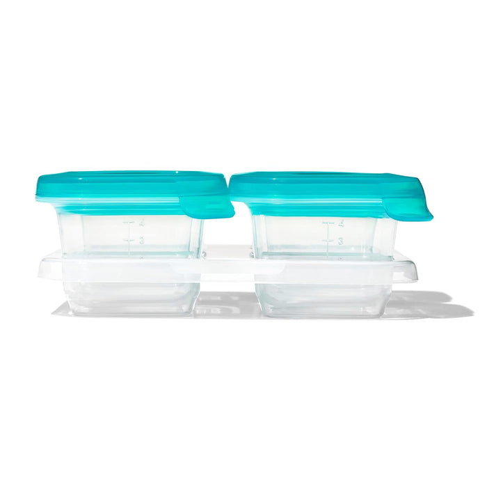 OXO Tot Silicone Baby Food Storage Container, Set of Four 4oz Containers-Teal