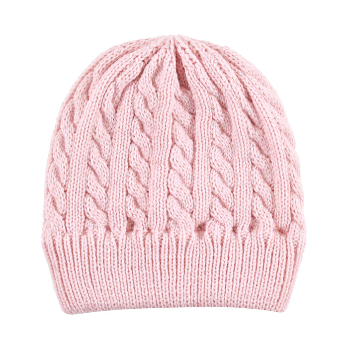 Hudson Baby Family Knitted Caps 3 Pack, Pink Cream