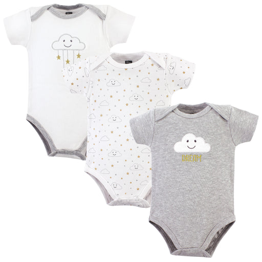 Hudson Baby 3-Pack Cotton Bodysuits, Gray Clouds