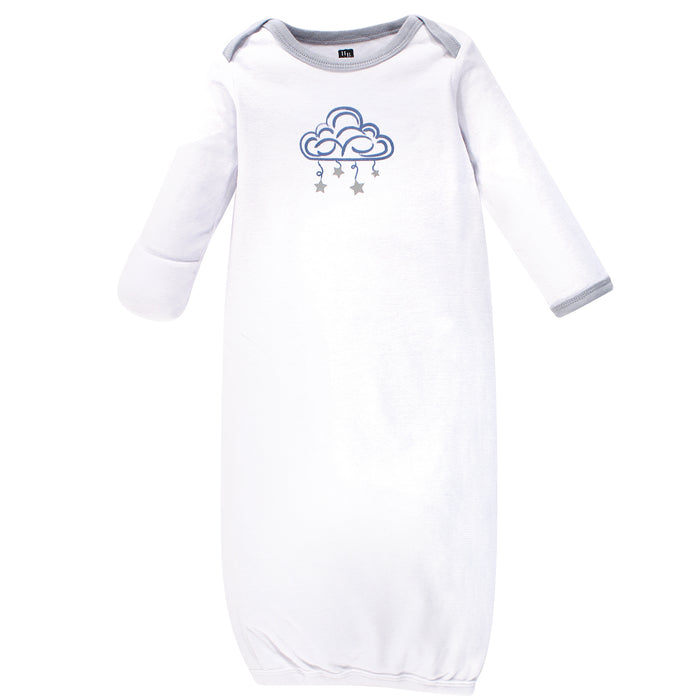 Hudson Baby Boy Cotton Gowns, Cloud Mobile Blue, 3-Pack