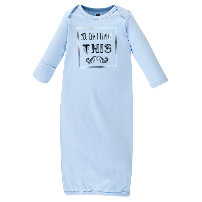 Hudson Baby Infant Boy Cotton Long-Sleeve Gowns 4 Pack, Mustache