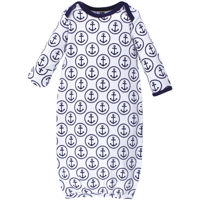 Hudson Baby Boy Cotton Gowns, Whales Anchor