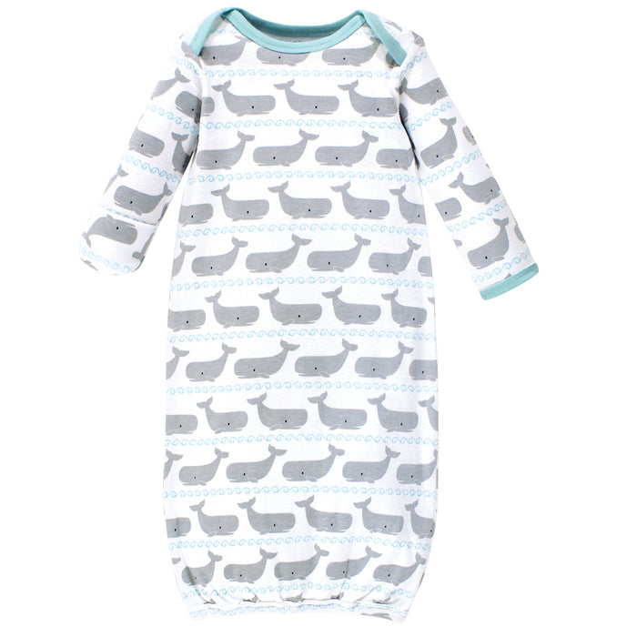 Hudson Baby Boy Cotton Gowns, Whales Anchor