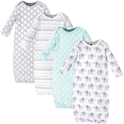 Hudson Baby Cotton Gowns, Gray Elephant, 4-Pack