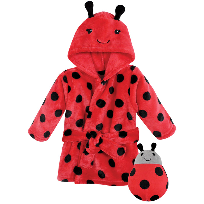 Hudson Baby Plush Bathrobe and Toy Set, Ladybug, One Size